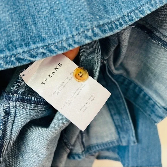 New Sezane Sol Denim Dress Size Us 4​ - Picture 6 of 8
